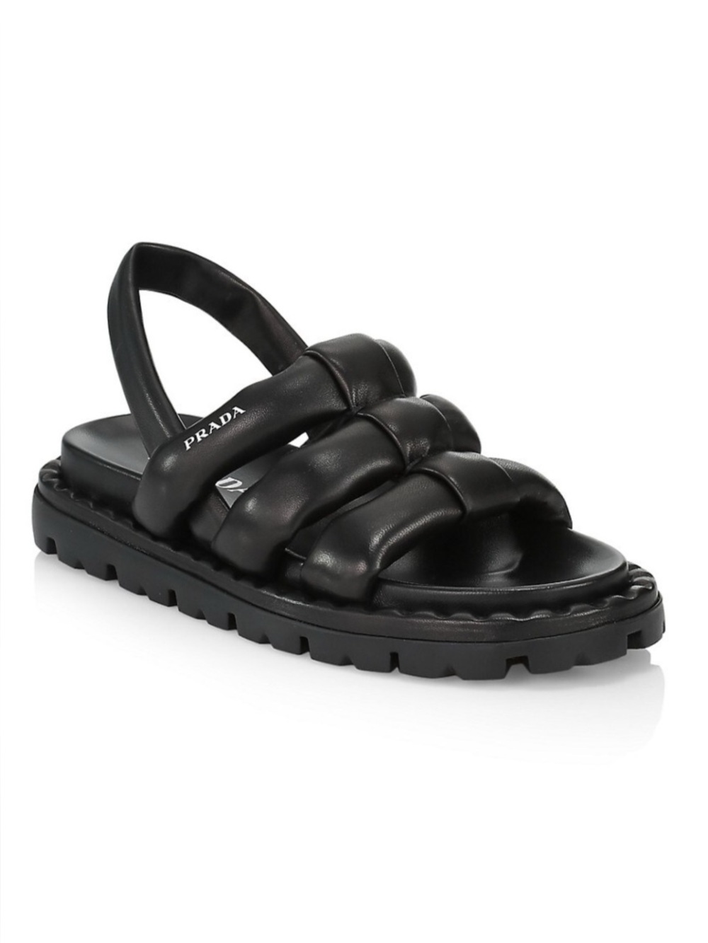 Prada Black Padded women’s puffy leather sandals size 37.5     Fits size 38